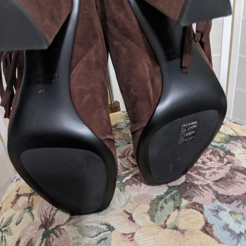 Giuseppe Zanotti Fringe Booties Brown Suede Boots new 10 - Picture 4 of 8